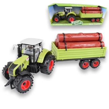 Farm Truck Series: Zöld utánfutós rönkszállító traktor 47cm kép