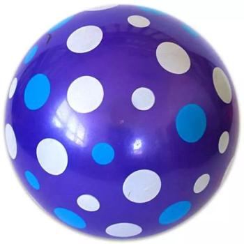 Fehér-kék pöttyös lila gumilabda - 22 cm kép