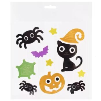 Fekete macska és Halloween tök ablakzselé szett kép