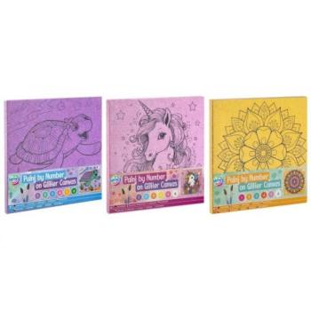 Festés számok szerint: Csillogós vászon, 25 x 25 cm - többféle kép