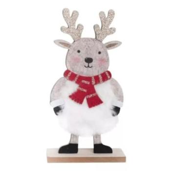 Filc rénszarvas talapzaton, fa - 5 x 23 cm kép