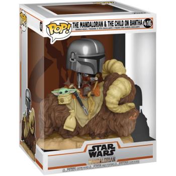 Funko POP! Deluxe: Mandalorian - Mando on Bantha with Child figura #416 kép