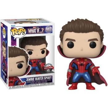 Funko POP! Marvel: What If...? - Zombie Hunter Spidey (Unmasked) (Metallic) figura #947 kép