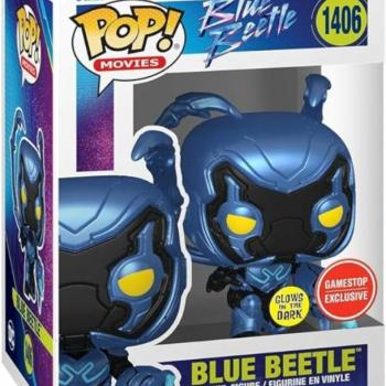 Funko POP! Movies: Blue Beetle - Blue Beetle (Glows in the Dark) (Gamestop Exclusive) figura #1406 kép