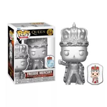 Funko POP! Rocks: Queen - Freddie Mercury King (Platinum) with Pin (SE) figura #184 kép