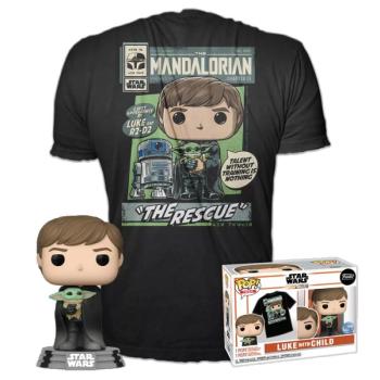 Funko Pop! & Tee: Star Wars The Mandalorian - Luke w/ Grogu figura és póló (L) kép