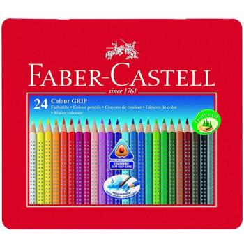 Háromszög alakú színes ceruza szett fém dobozban 24db - Faber-Castell kép