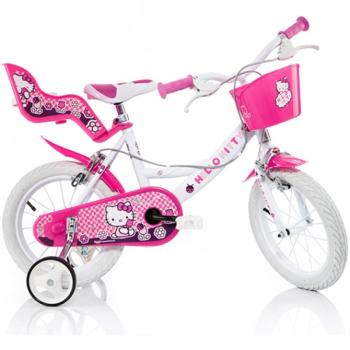 Hello Kitty rózsaszín-fehér gyerek bicikli 14-es méretben  - Dino Bikes kerékpár kép