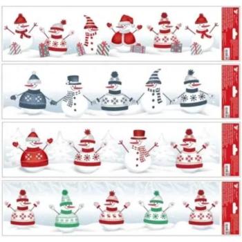 Hóember mintás csillogó ablakmatrica - 64 x 15 cm, többféle kép