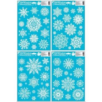 Hópelyhek csillámos ablakmatrica, 42 x 30 cm, fehér - többféle kép