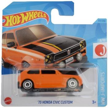 Hot Wheels: 1973 Honda Civic Custom narancssárga kisautó 1/64 - Mattel kép