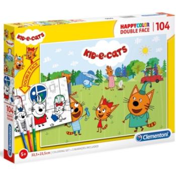 Ici pici cicák Double 2 az 1-ben 104db-os színezhető kétoldalas puzzle - Clementoni kép