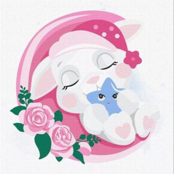 Ideyka: Festés számok szerint, Álmos nyuszi - 30 x 30 cm kép