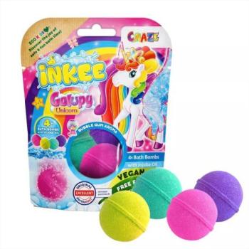 Inkee: Galupy unikornis vegán fürdőgolyó, rágógumi illatú - 4 db-os kép