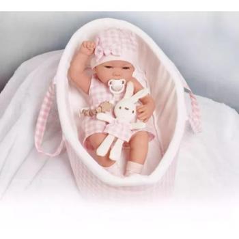 Játékbaba mózeskosárban - 38 cm kép