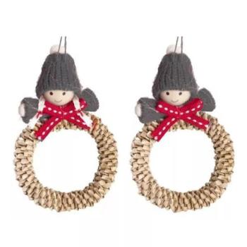 Karácsonyi ajtódísz figurákkal, 10 cm - többféle kép