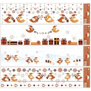 Karácsonyi madárkák ablakmatrica, 64 x 15 cm - többféle kép