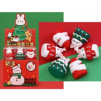 Karácsonyi nyuszi mintás radír - többféle kép