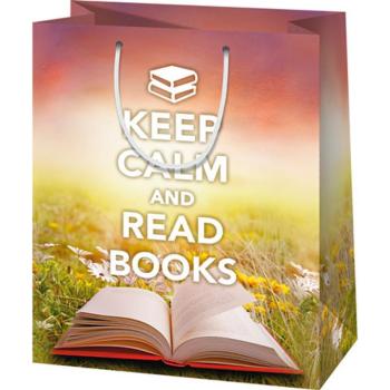 Keep Calm and Read Books felirattal ellátott közepes méretű ajándéktáska 18x10x23cm kép