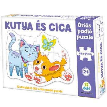 Kutya és cica óriás padló puzzle 12db-os kép