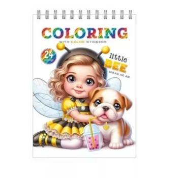 Little Bee spirálos színezőfüzet matricával, 12 lapos kép