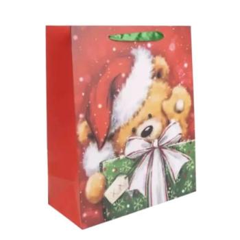 Maci mikulássapkában ajándéktasak - 26 x 32 cm kép