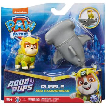 Mancs Őrjárat - Aqua Pups: Hero Pups Aqua Rubble figura pörölyfejű cápával - Spin Master kép