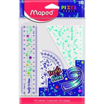 MAPED: Pixel Party vonalzókészlet, műanyag, törhetetlen - 3 db-os kép