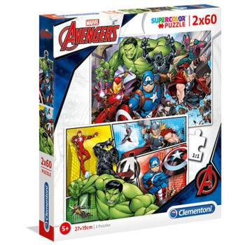 Marvel Bosszúállók Supercolor 2 az 1-ben puzzle 2x60db-os - Clementoni kép