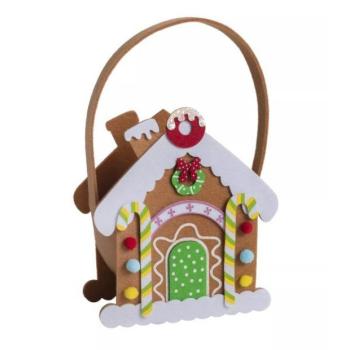 Mézeskalács ház formájú szütyő, filc - 16 x 17 cm kép