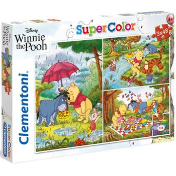 Micimackó és barátai Supercolor 3 az 1-ben puzzle 3x48db-os - Clementoni kép