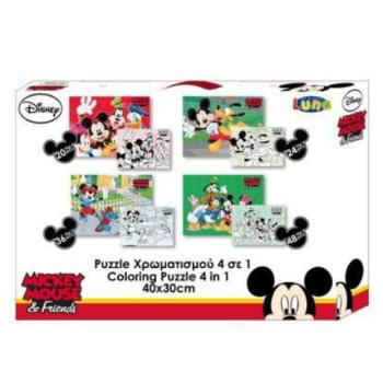 Mickey egér 4 az 1-ben színezhető puzzle kirakó 20-24-36-48db-os kép