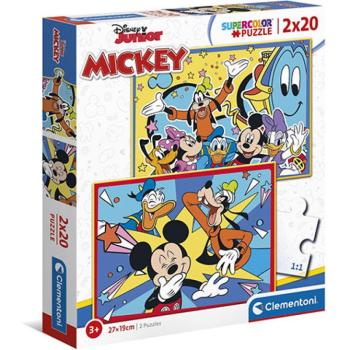 Mickey egér és barátai Supercolor 2 az 1-ben puzzle 2x20db-os - Clementoni kép