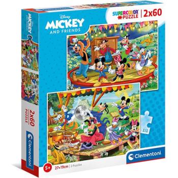 Mickey egér Supercolor 2 az 1-ben puzzle 2x60db-os - Clementoni kép