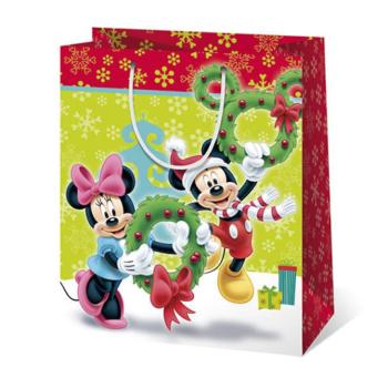 Mickey egeres és Minnie egeres karácsonyi óriás méretű ajándéktáska 33x15x45cm kép