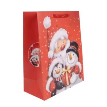 Mikulás és pingvin mintás ajándéktasak - 26 x 32 cm kép