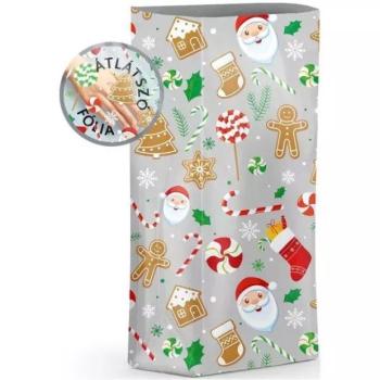 Mikulás zacskó mézeskalácsos mintával - átlátszó, 20 x 40 cm kép