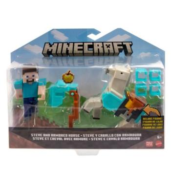 Minecraft: Alap figura kiegészítővel - Steve és páncélozott ló figura kép