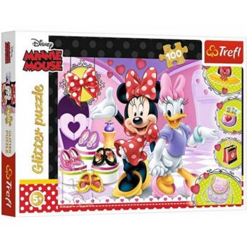 Minnie és Daisy csillám puzzle 100db-os - Trefl kép