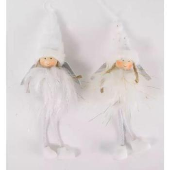 Mintás angyal figura - fehér, arany, 19 cm, többféle kép