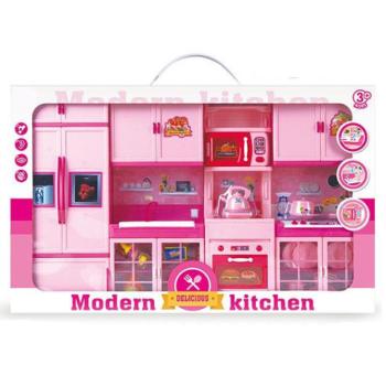 Modern Kitchen pink konyhaszett kiegészítőkkel, fénnyel és hanggal kép