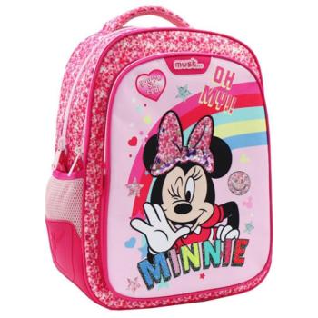 Must: Minnie egeres rózsaszín flitteres iskolatáska, hátizsák 32x18x43cm kép