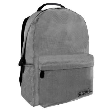 Must: Szürke Monochrome RipStop iskolatáska, hátizsák 32x17x42cm kép