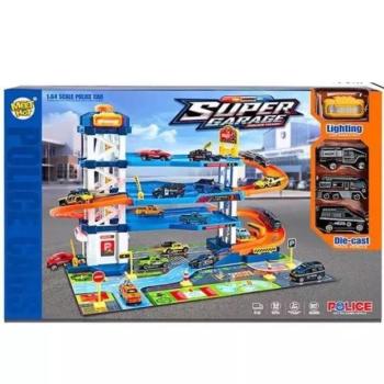 Négyemeletes rendőrségi parkoló játékszett - 64 db-os kép