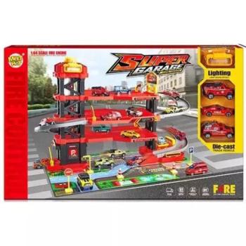 Négyemeletes tűzoltósági parkoló játékszett - 64 db-os kép