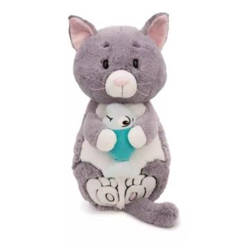 Nici: Szürke plüss cica és hal - 40 x 20 cm kép