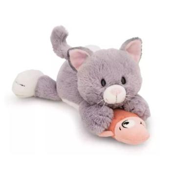 Nici: Szürke plüss cica és hal, fekvő - 30 cm kép