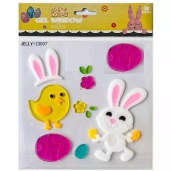 Nyuszi és csibe ablakzselé - 20 x 25 cm kép