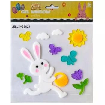 Nyuszi kosárral ablakzselé - 20 x 25 cm kép