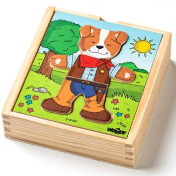 Öltöztethető kutyus fa puzzle 18db-os - Woodyland kép